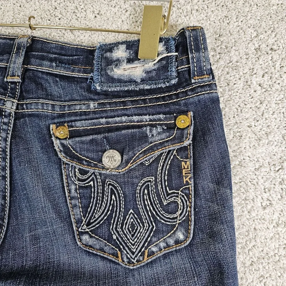 MEK Denim Jeans Womens 28x32 Oaxaca Slim Boot‎ Low Rise Western Biker Rock